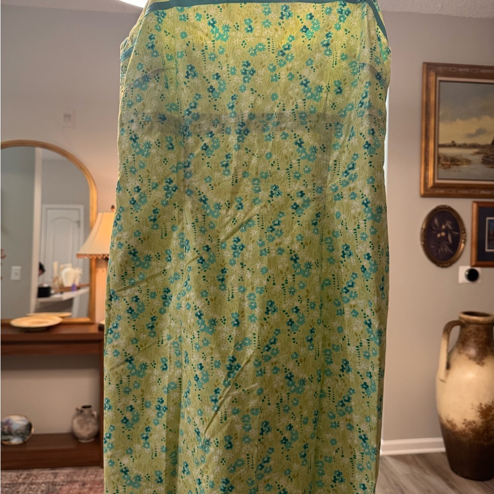 LOFT Green and Blue Patterned Dress